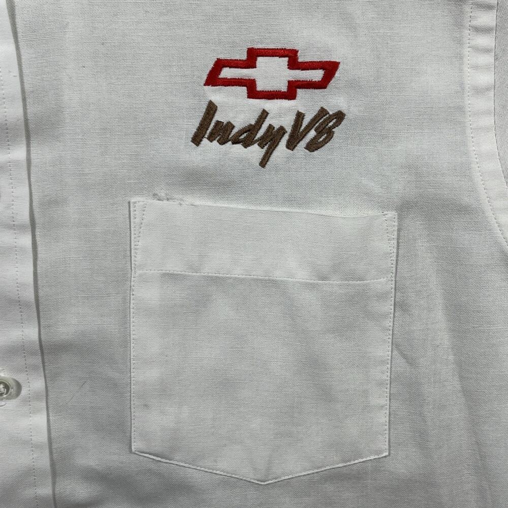 VTG 90’s Chevy Indy V8 Crew Shirt Size Medium/ 16/ Arrow Dover \White Brown‎ - Picture 2 of 12